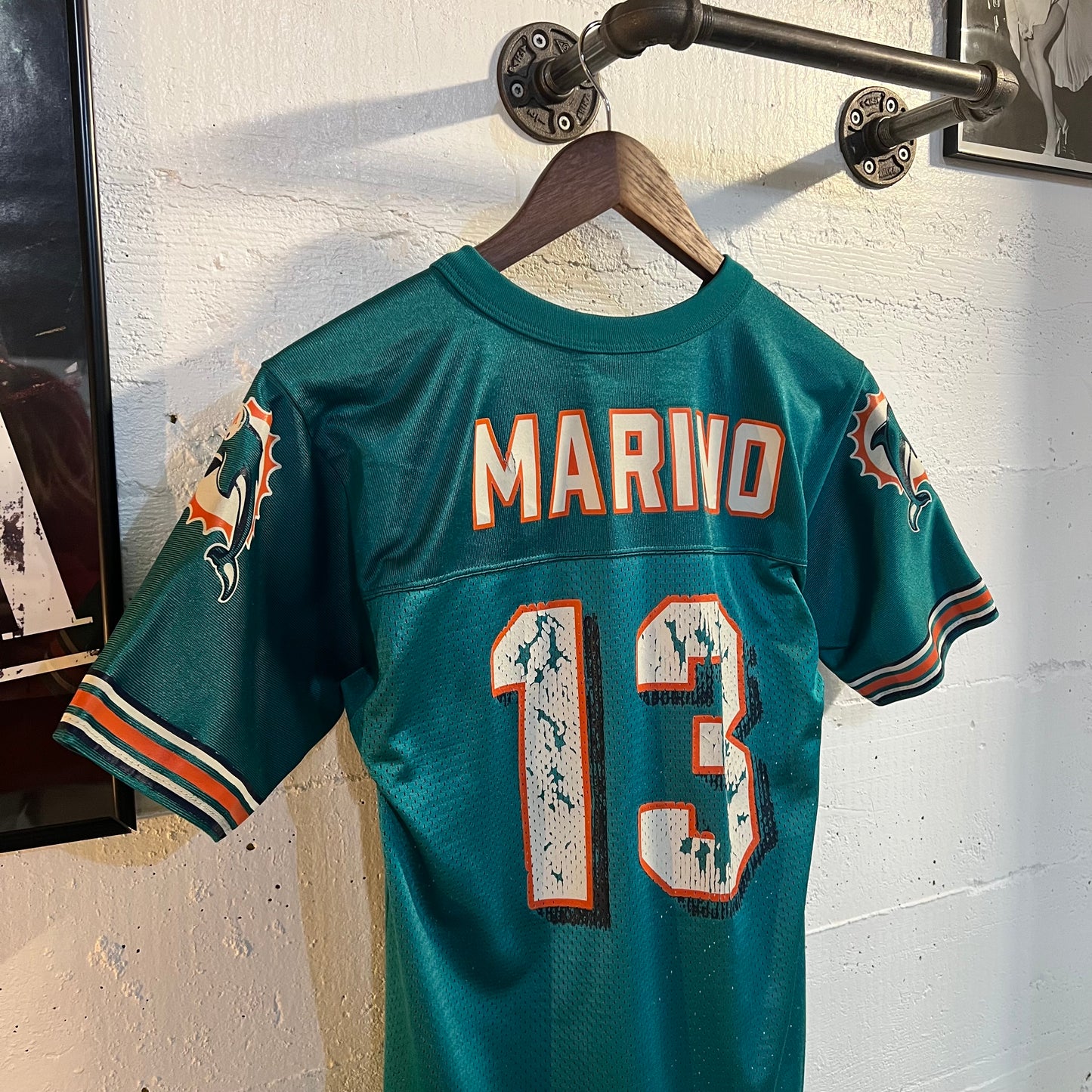 Vintage Logo Athletic Miami Dolphins ‘Marino #13’ Mesh Football Jersey - Size Medium - Teal/Orange/White