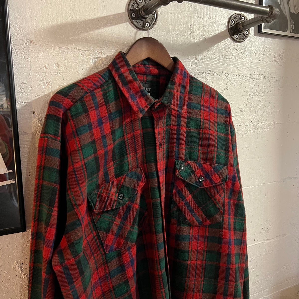 Vintage Codet Heavyweight Plaid Cotton Flannel Shirt - Size XL - Made In USA - Red/Black/Green