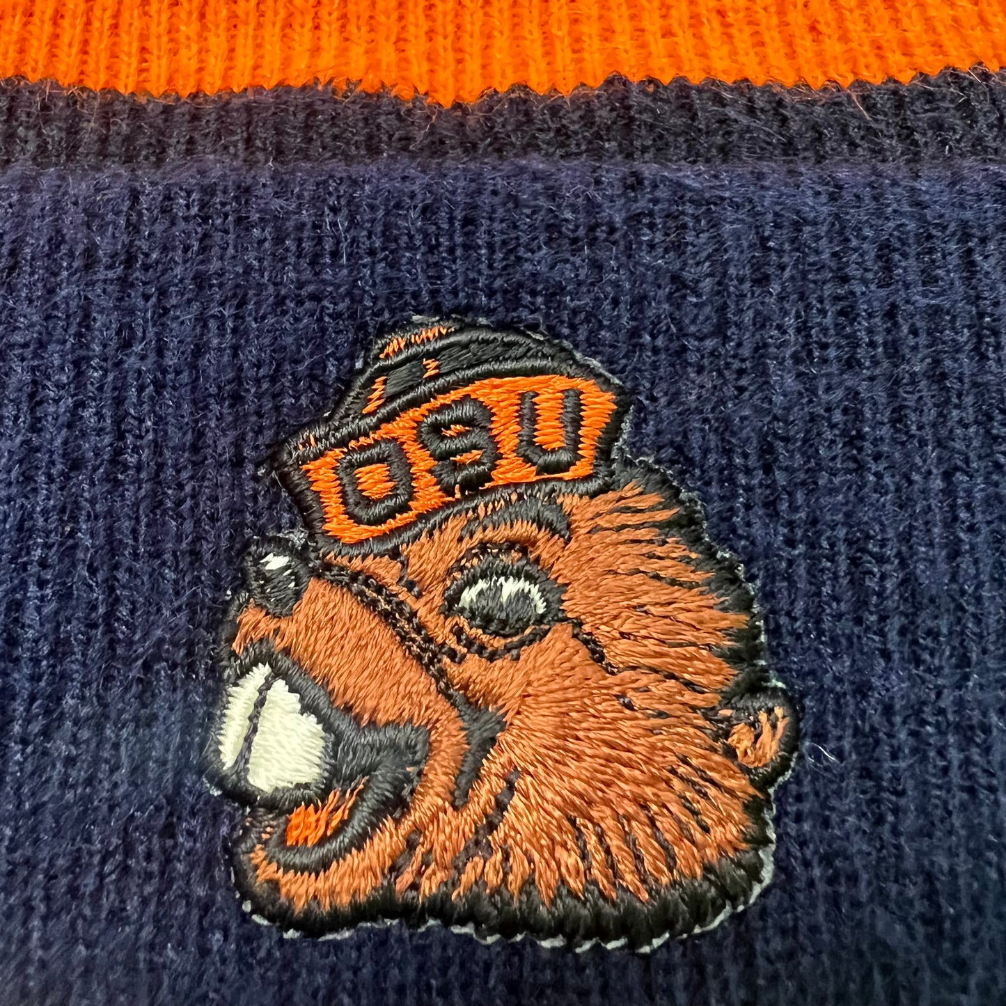 Vintage Oregon State University Beavers Embroidered Beanie - Size O/S - Made In USA - Orange/Navy