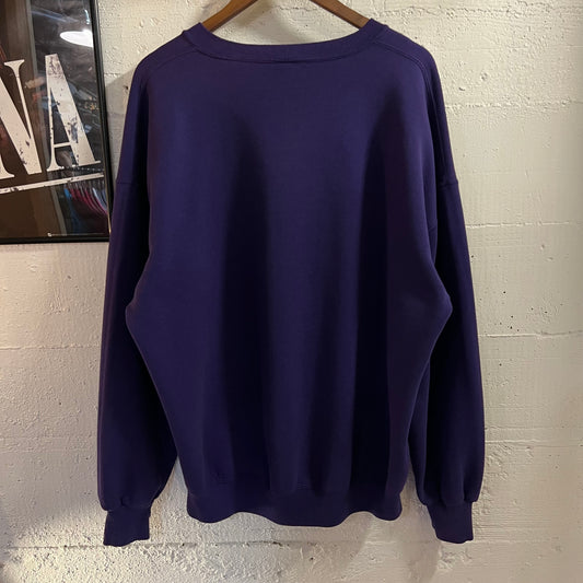 Vintage 1998 Russell Athletic Bulldog Wrestling Crewneck Sweatshirt - Size 2XL - Made In USA - Purple/Multi