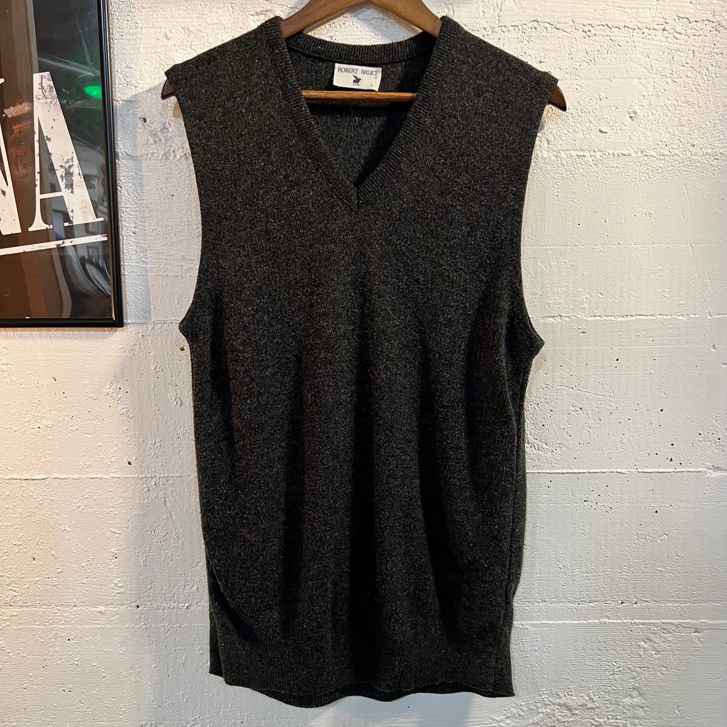 Vintage Robert Bruce Orlon Speckled Sweater Vest - Size Large - Union Made - Dark Grey/Multi