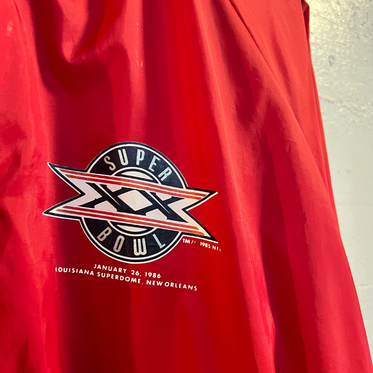 Vintage 1980's Super Bowl XX (Twenty) Chalk Line Jacket - Size XL - Made In USA - Red