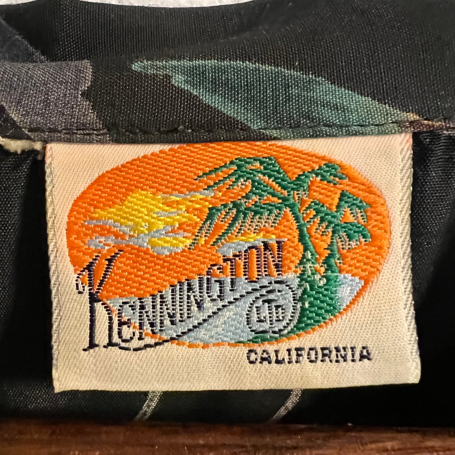 Vintage 1970’s Kennington California Rayon (Tiger VS Falcon) Aloha Surf Shirt - Size Small - Black/Multicolor