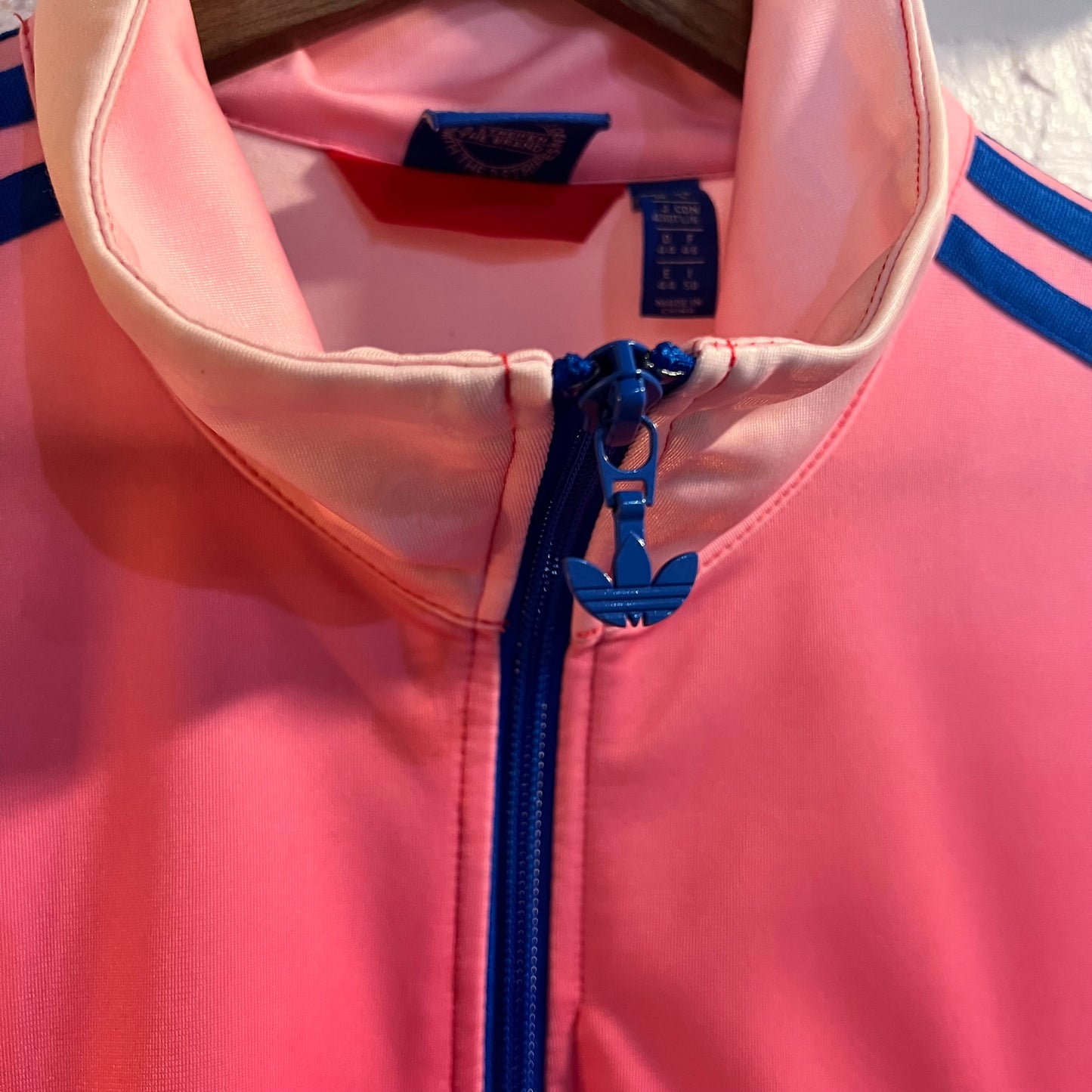Vintage Adidas Originals Embroidered Trefoil Ombré Zip-Up Track Jacket - Size Large - Pink/Blue
