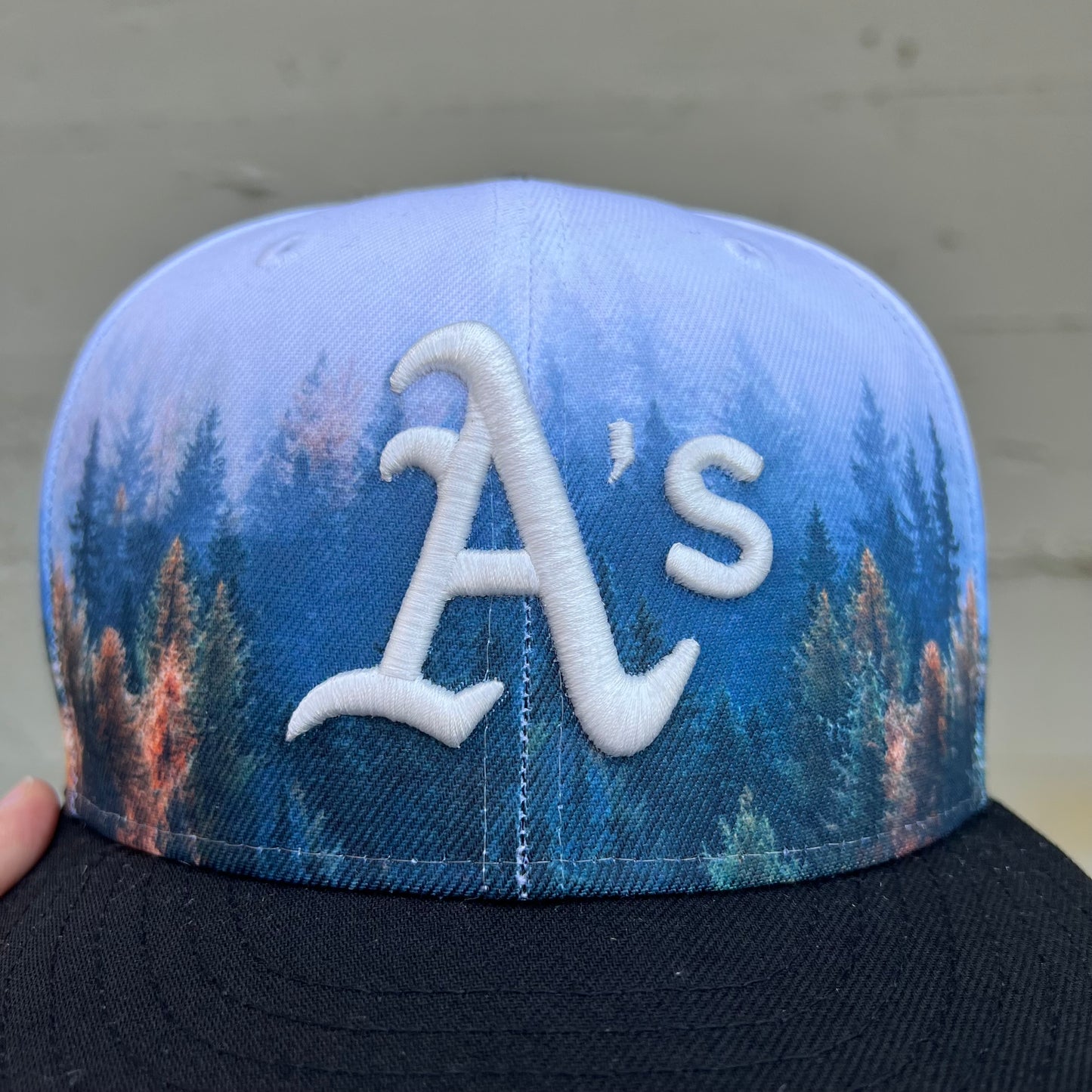 Oakland Athletics Treeline New Era 59Fifty Fitted Hat - Size 7-1/2 - Black/Multi