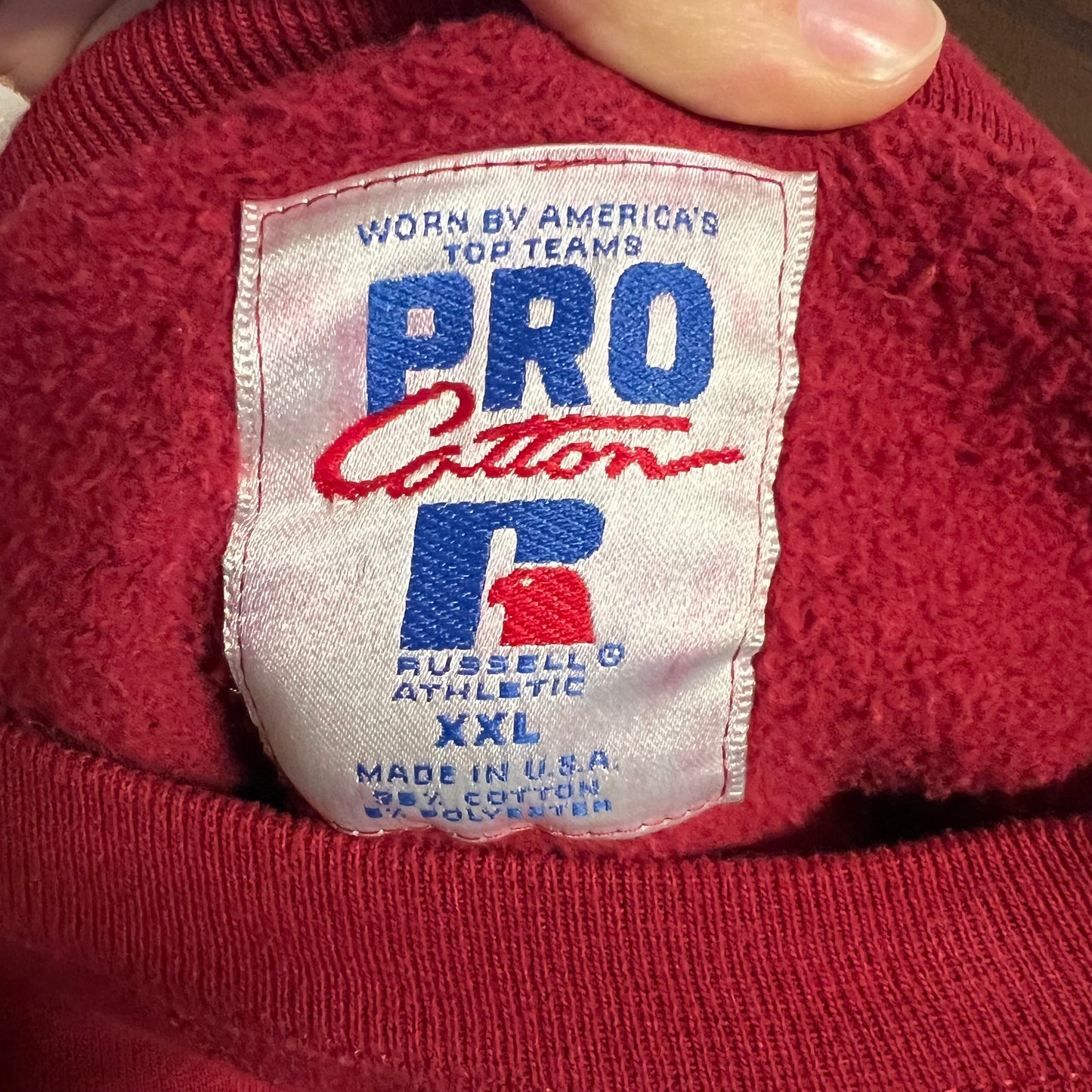 Vintage Russell Pro Cotton WSU Heavyweight Crewneck Sweatshirt - Size 2XL - Made In USA - Red/Grey