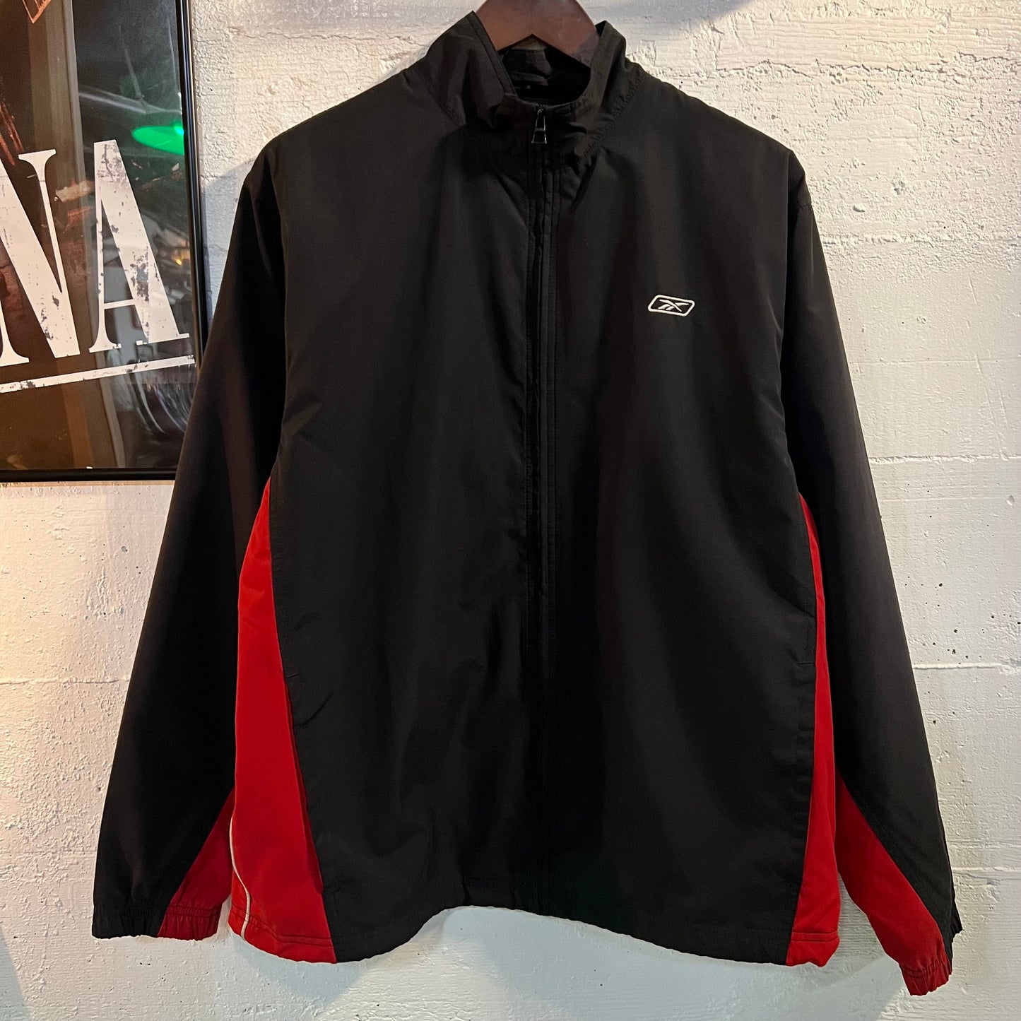 Vintage Embroidered Reebok Windbreaker Zip-Up Jacket - Size Large - Black/Red