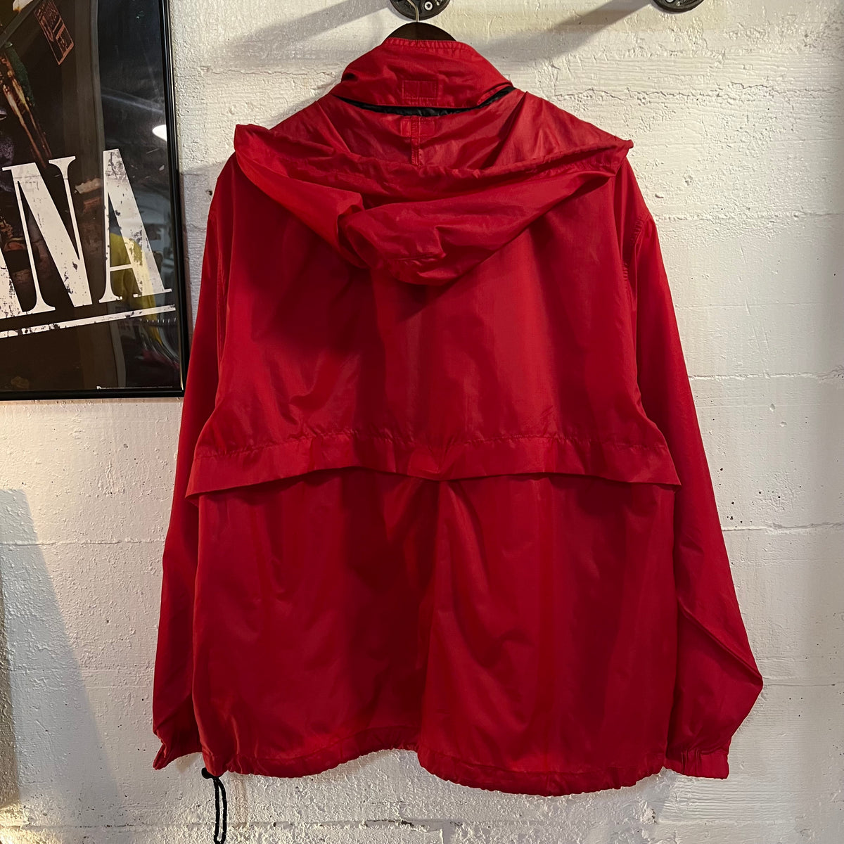 Vintage 90's Eddie Bauer Ebtek Nylon Hooded Windbreaker Jacket - Size Large - Red/Black