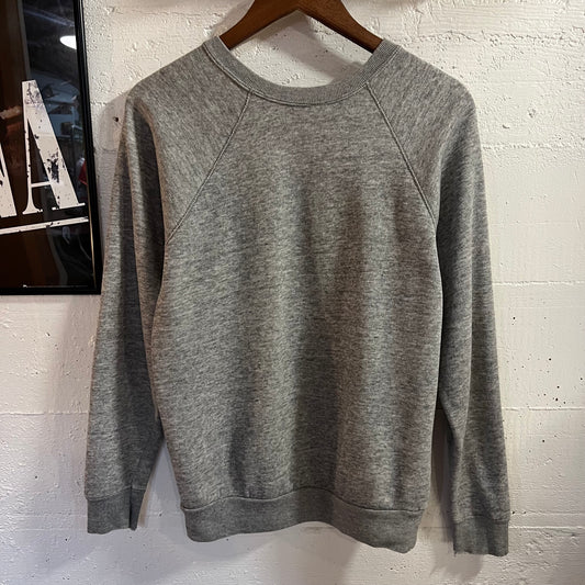 Vintage 80’s Michigan State University Raglan Sleeve Crewneck Sweatshirt - Size Medium - Made In USA - Heather Grey/Forrest Green