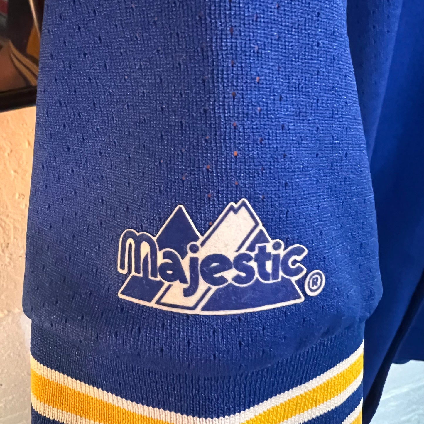 Vintage 90's Los Angeles Ram's Majestic Baseball Style Jersey - Size XL - Made In USA - Blue/Yellow