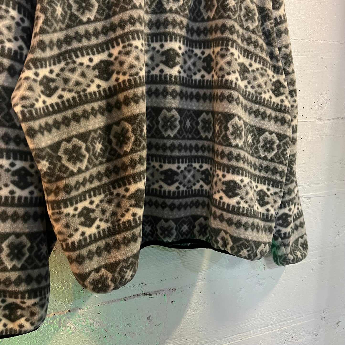 Vintage 90's L.L. Bean Pullover Norwegian Snap Fleece Jacket - Size XXL - Made In USA - Grey/White/Black