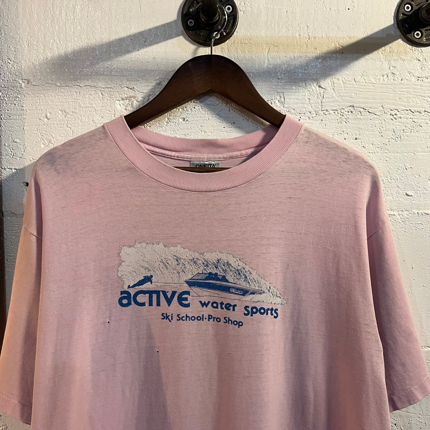 Vintage 90's Distressed Single Stitch 'Active Water Sports' Graphic T-Shirt ' - Size XL - Made In USA