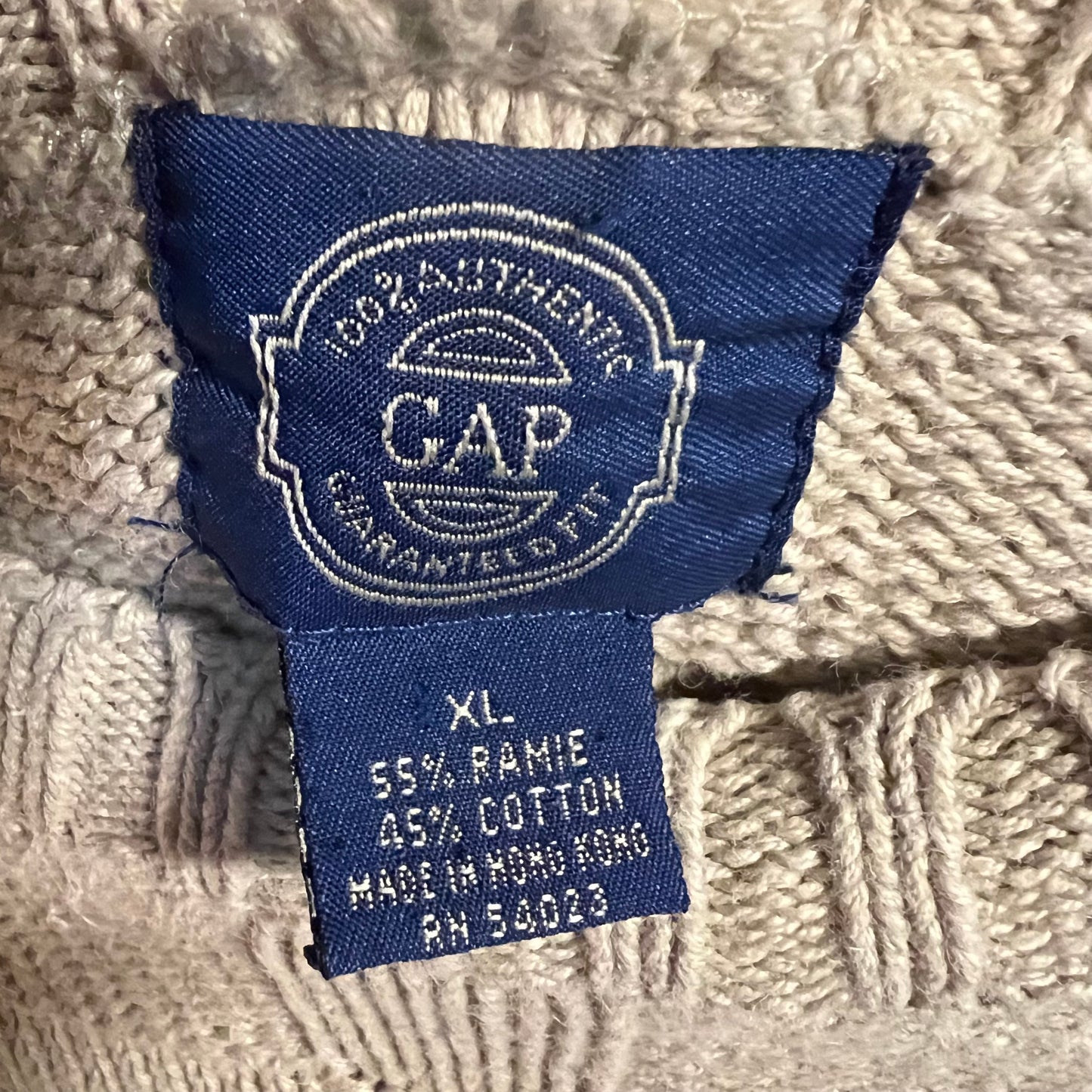 Vintage 80’s GAP Checkerboard Knitted Heavyweight Sweater - Size XL - Tan