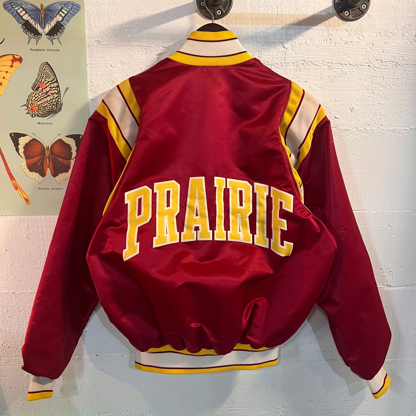 Vintage 1980's Powers Athletic Wear Satin Varsity Jacket - Size Large (42) - Vancouver Prairie Falcons - Union Made UGWA