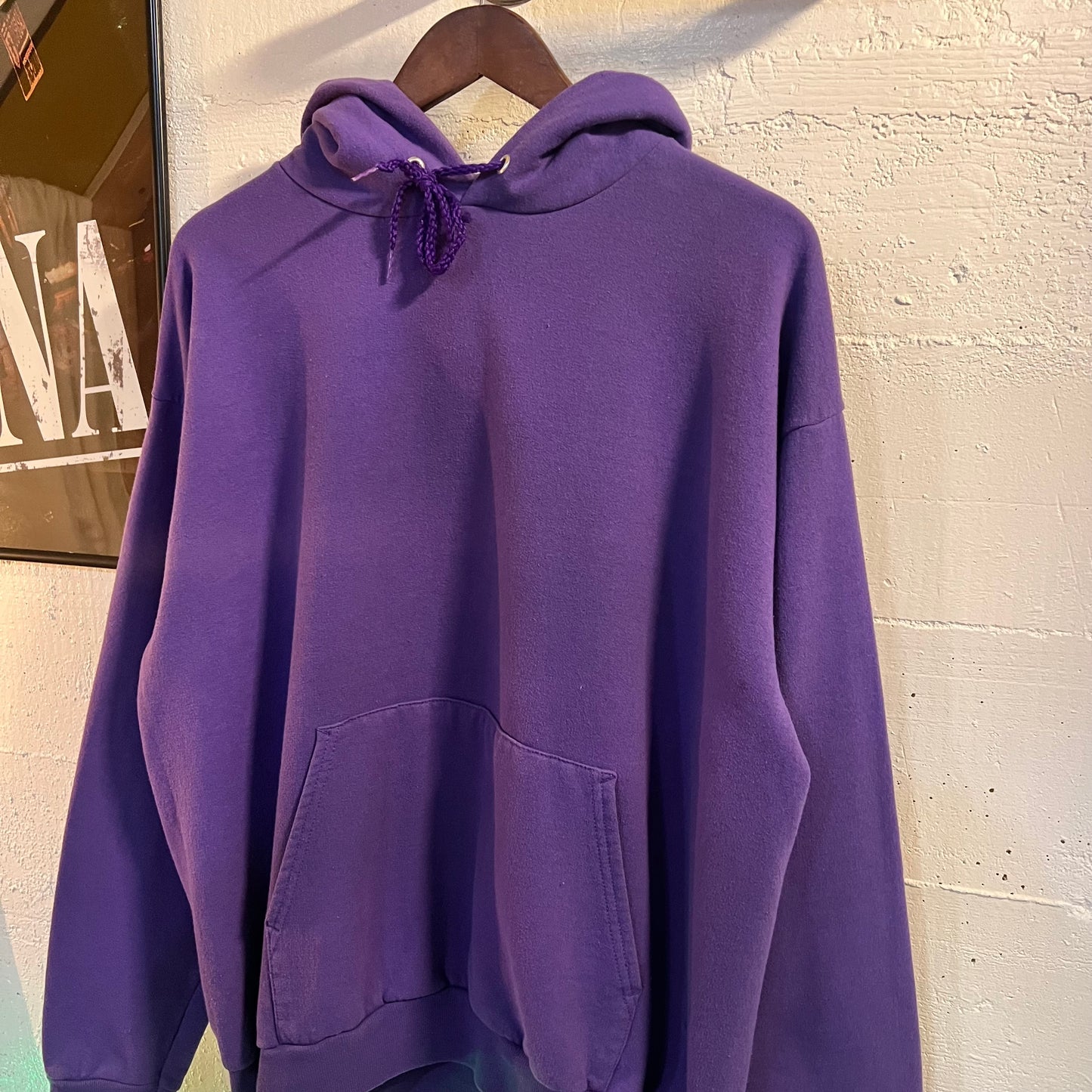 Vintage Hanes Baggy Blank Hoodie Sweatshirt - Size Large - Purple
