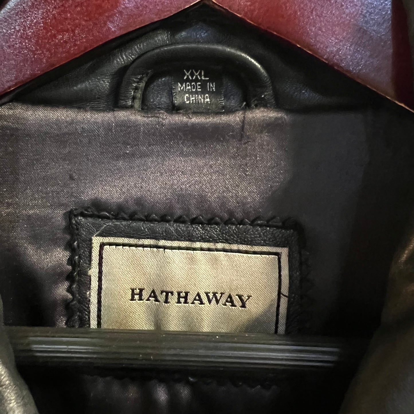 Vintage 90's Hathaway Black Leather Full Zip Bomber Jacket - Size XXL - 100% Leather
