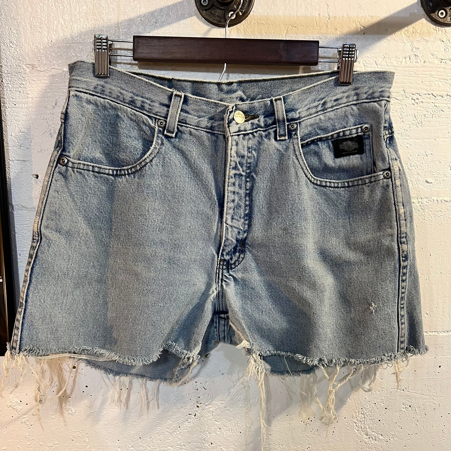 Vintage Harley Davidson Traditional Cut Off Denim Shorts - Size 33 - Light Wash