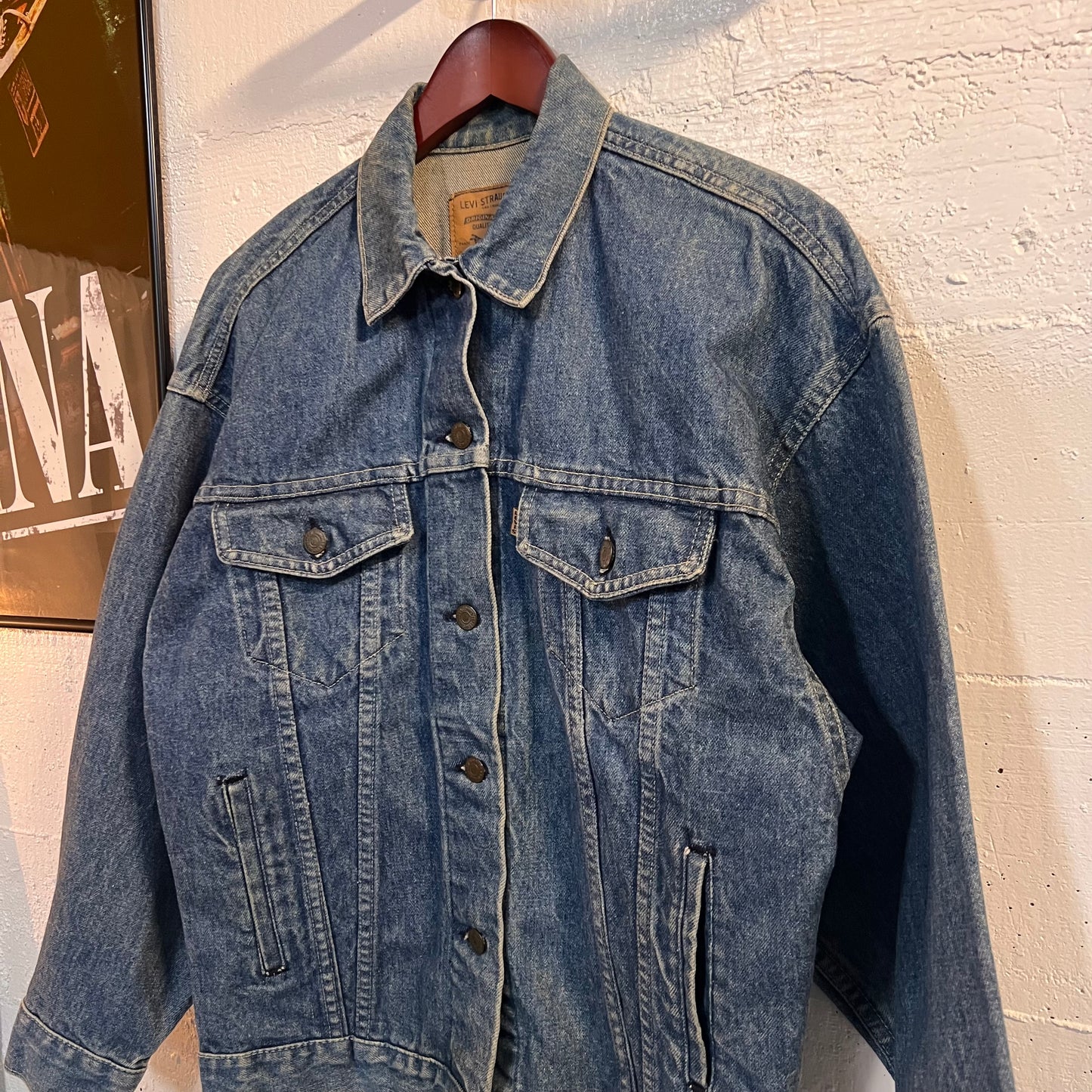 Vintage 90's Levi's Brown Tab Type III Denim Trucker Jacket - Size Small - Made In USA - Medium Stone Wash Blue