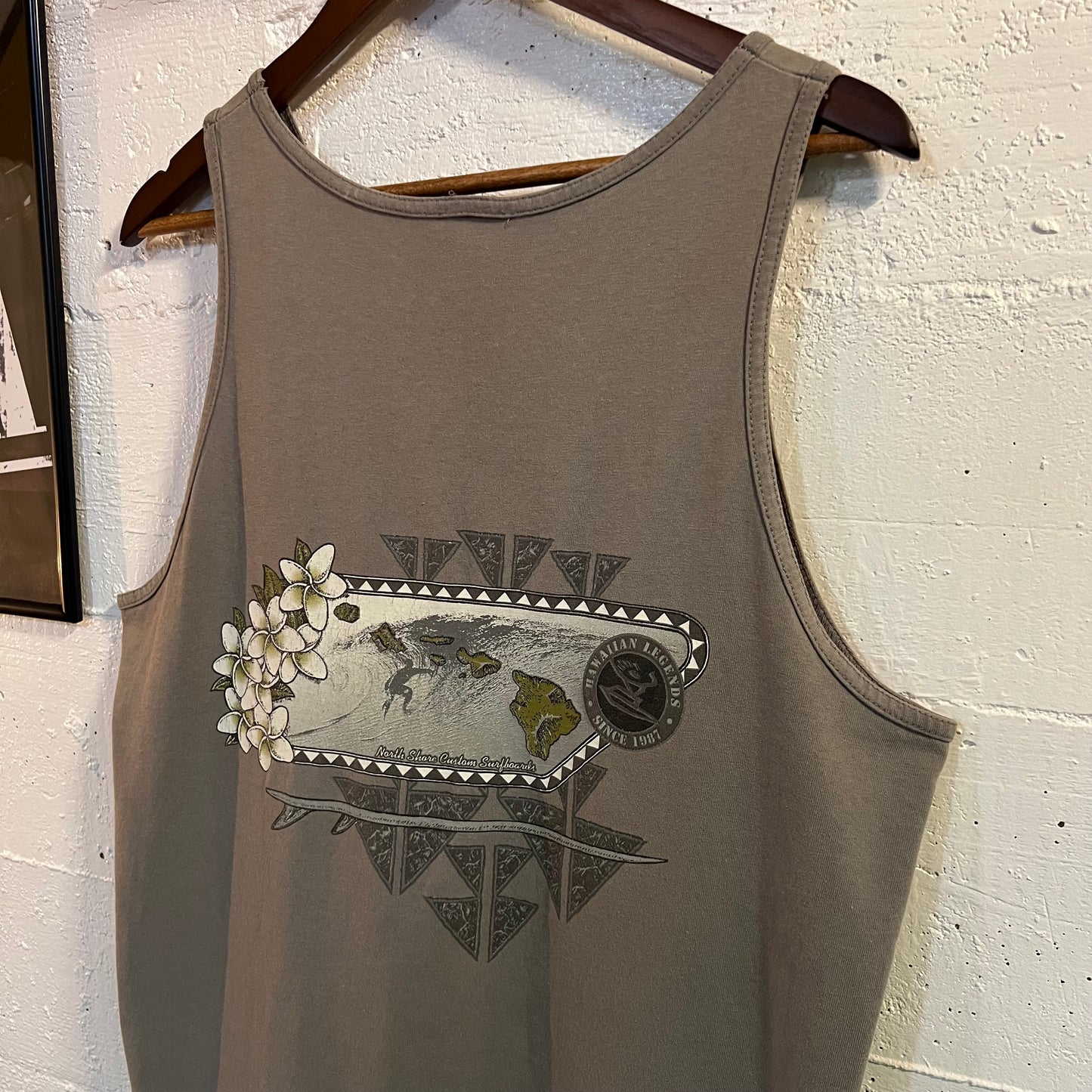 Vintage 90's Hawaiian Legends North Shore Tank Top - Size XL - Gray
