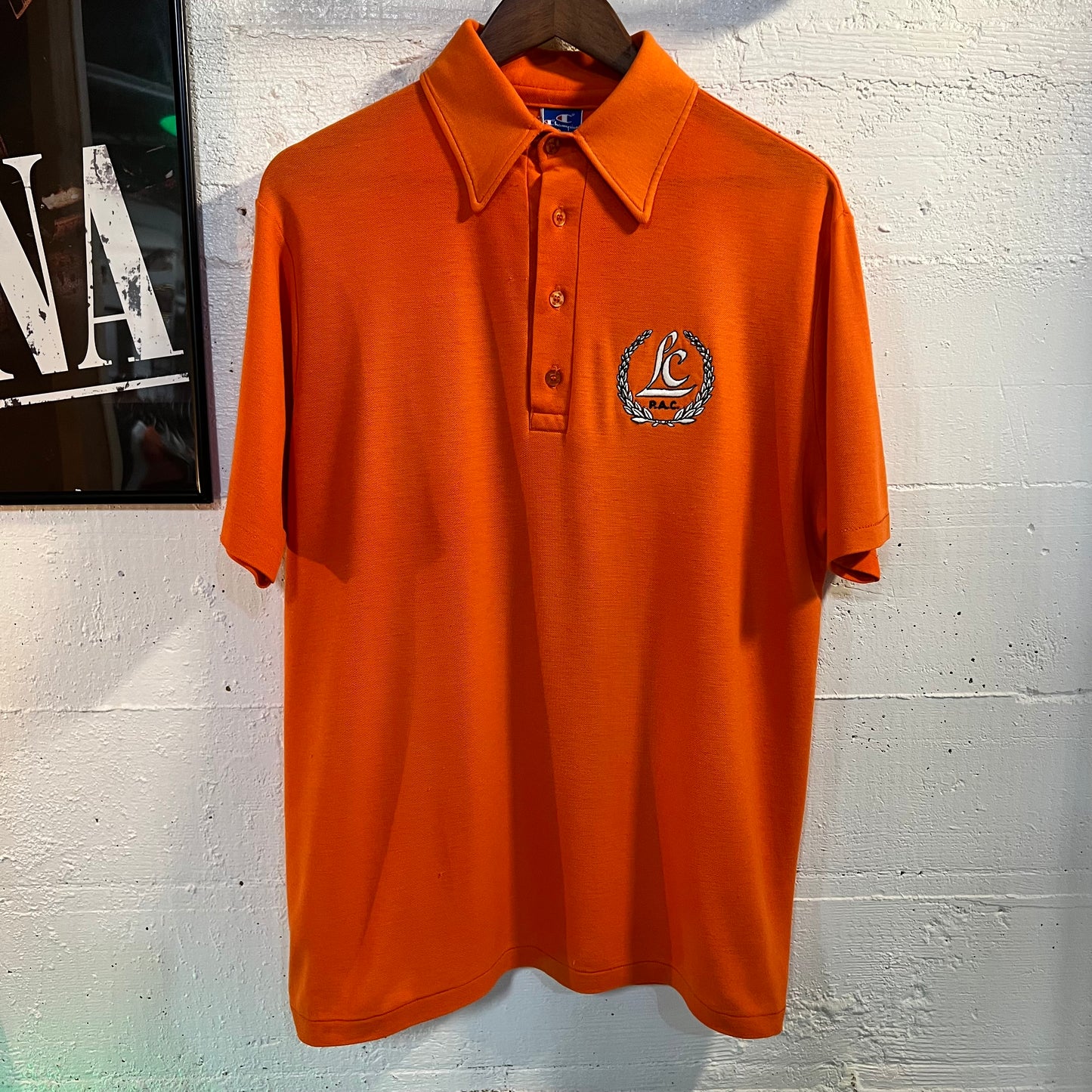 Vintage 80's Champion Embroidered Polo Shirt - Size XL - Made In USA - Orange