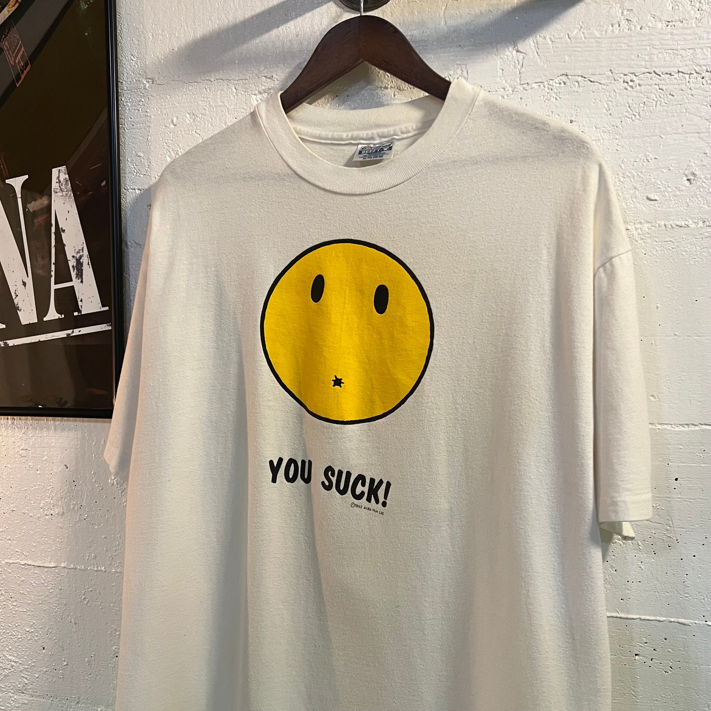 Vintage 90’s Funny ‘You Suck!’ Single Stitch T-Shirt - Size XL - Made In USA - White/Yellow/Black