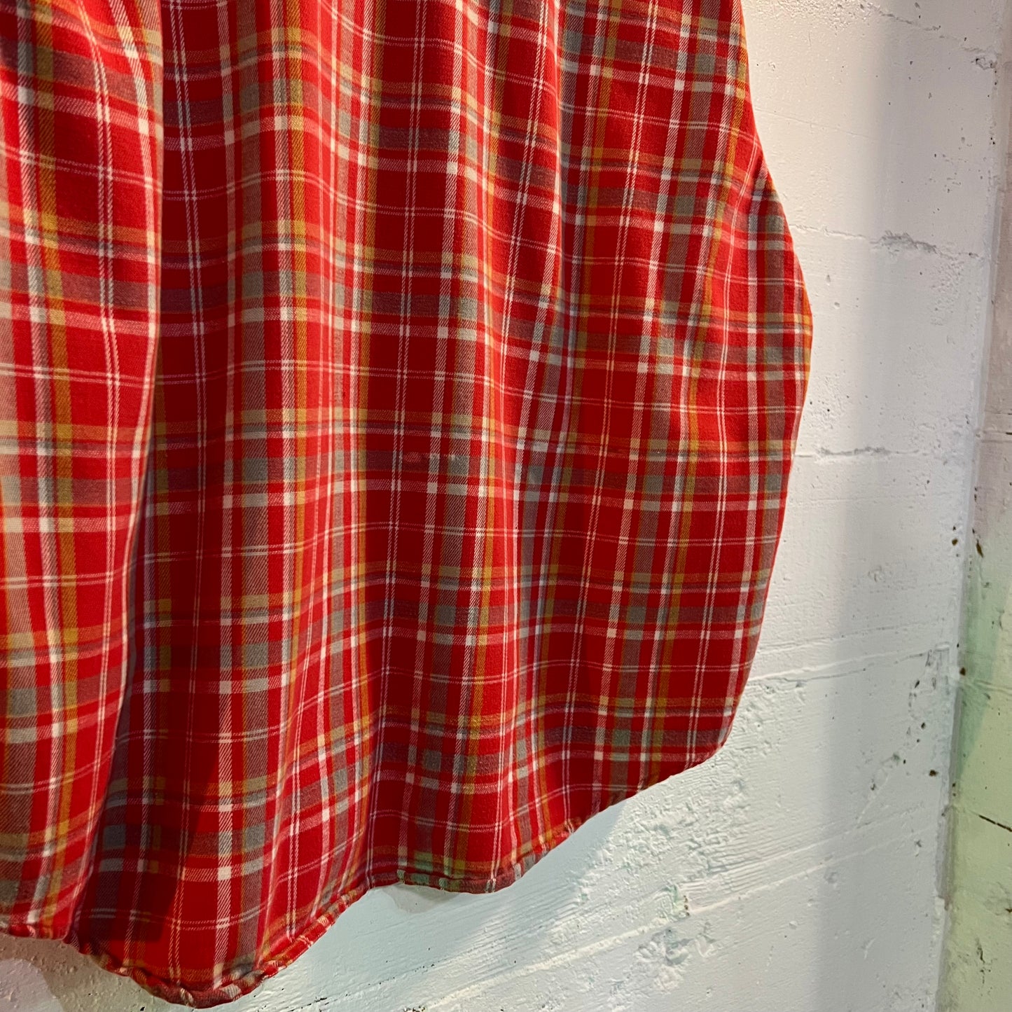 Vintage 1970's JCPenney Big Mac Plaid Flannel Shirt - Size XL - Made In USA - Red/Yellow