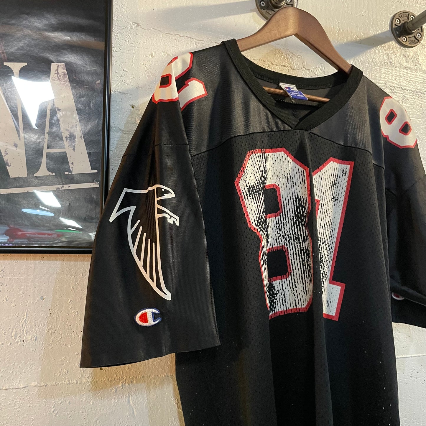 Vintage 90’s Champion Atlanta Falcons ‘Terance Mathis’ #81 Mesh Football Jersey - Size Medium - Black/White/Red