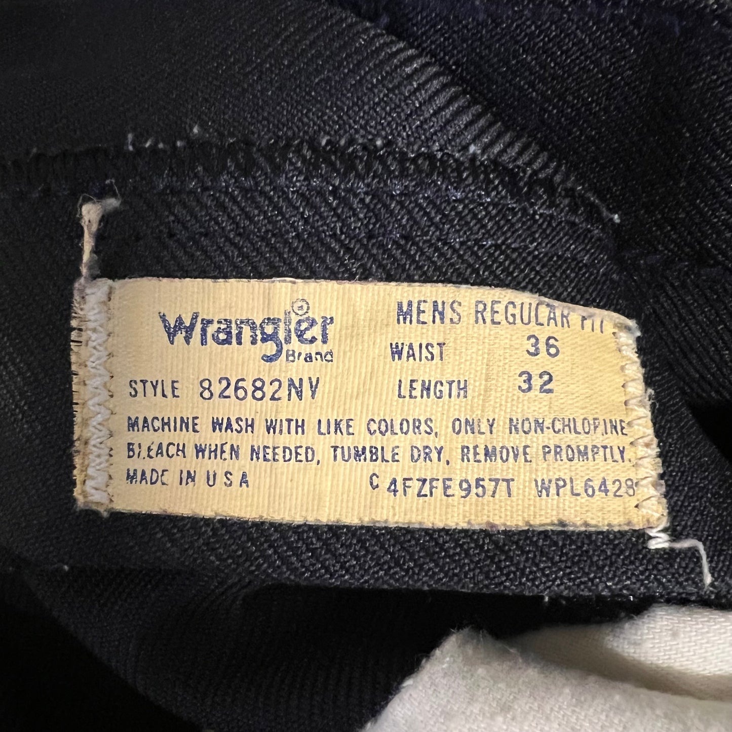 Vintage 1970's Wrangler Pleated Polyester Pants - Size 34"x 31" - Black - Talon Zipper