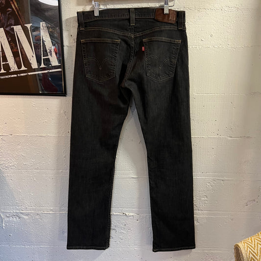 2000's Levi's 514 Slim Straight Dark Wash Denim Jeans - Size 33"/31" - Made In Mexico - Dark Wash Denim