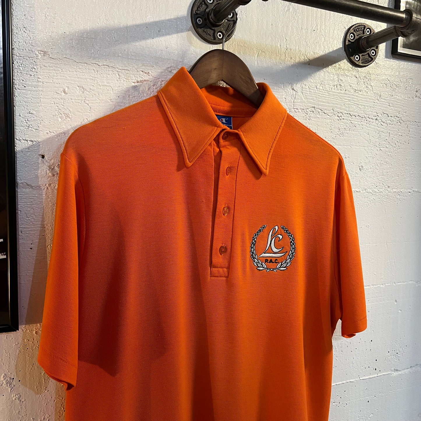 Vintage 80's Champion Embroidered Polo Shirt - Size XL - Made In USA - Orange
