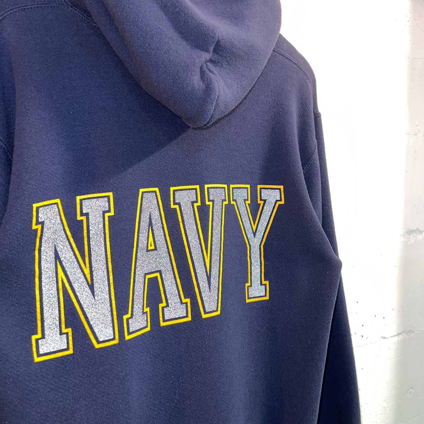 Vintage 90's U.S. Navy Seal Reflective Hoodie Sweatshirt - Size Small - Made In USA - Navy