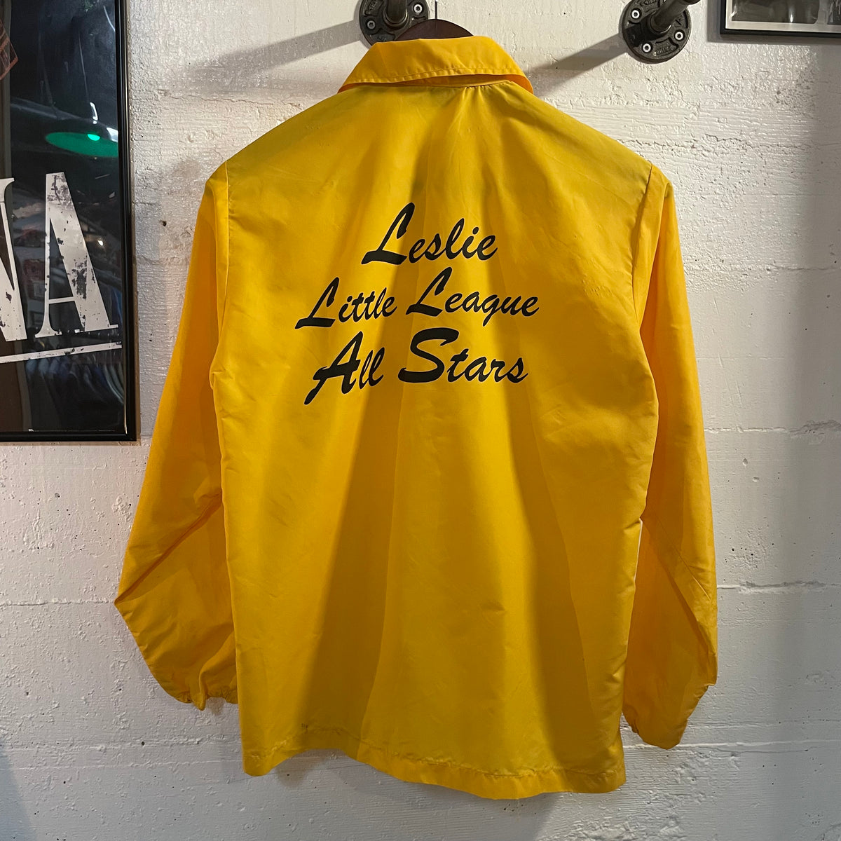 Vintage 70’s/80’s Spanjian Little League Allstars Snap Button Windbreaker Jacket - Size Youth Large - Made In USA (CA) - Yellow/Black