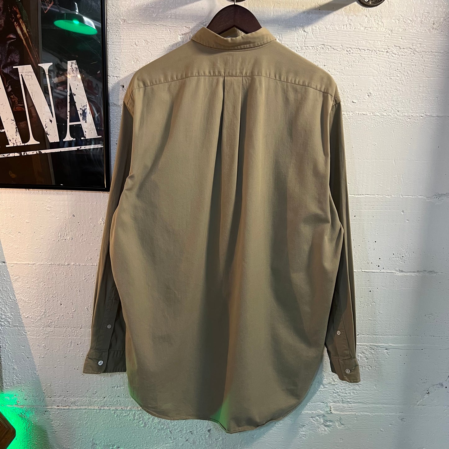 Vintage 90's Polo Ralph Lauren Royal Crest Button Up Khaki Shirt - Size Large - Tan/Khaki