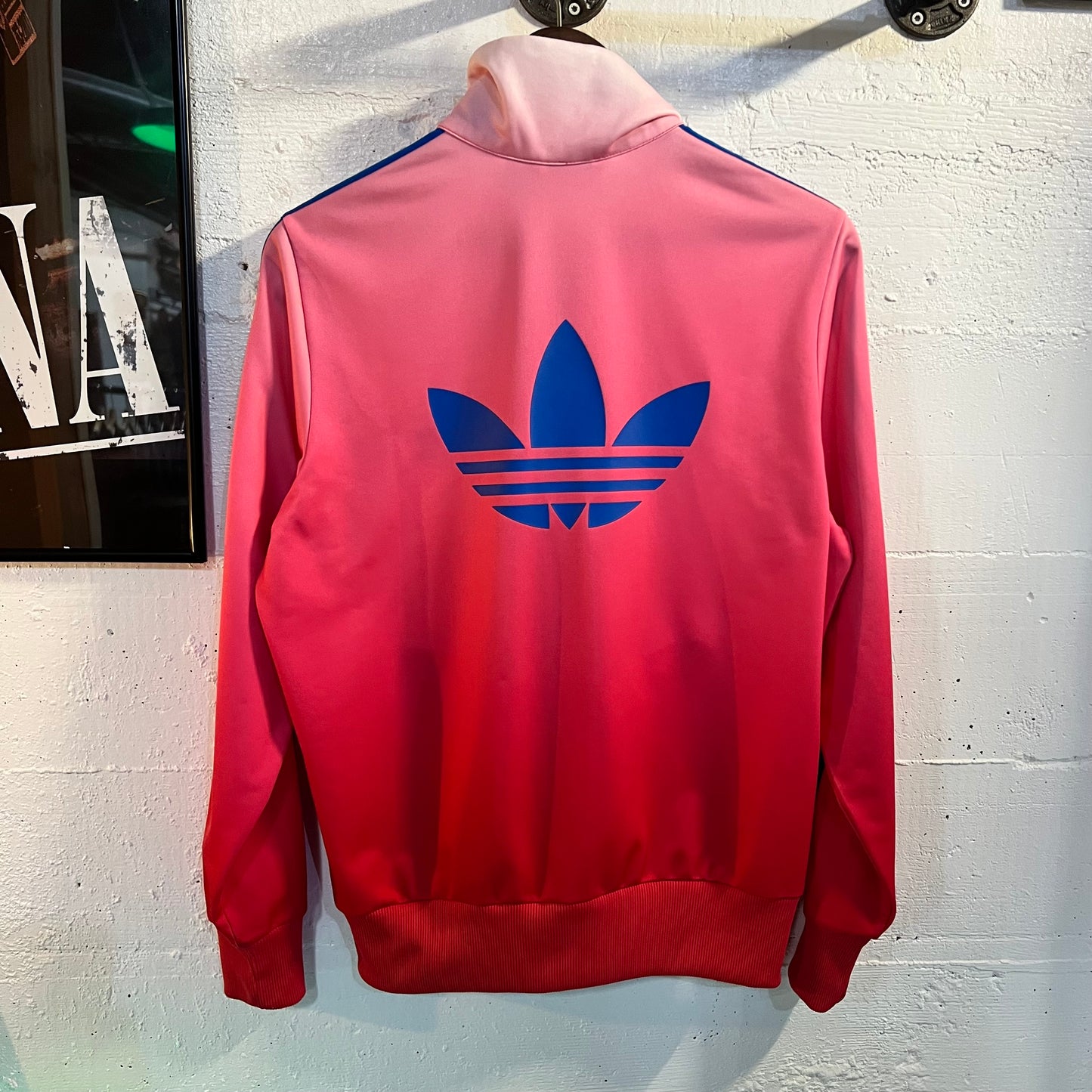 Vintage Adidas Originals Embroidered Trefoil Ombré Zip-Up Track Jacket - Size Large - Pink/Blue