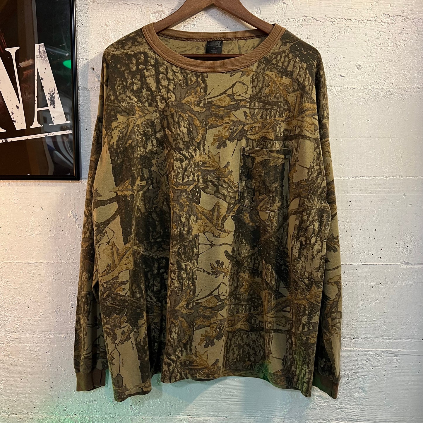 True Vintage Sniper Tree Camo Single Stitch Long Sleeve T-Shirt - Size XXL - Made In USA - Earthtoned