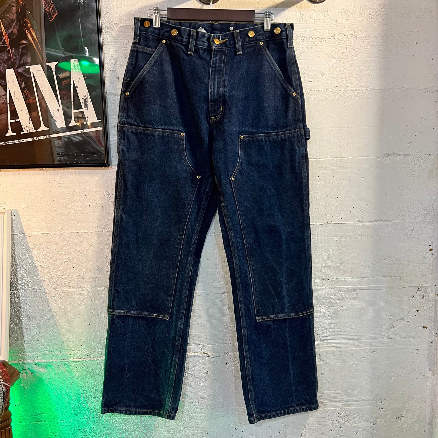 Vintage Carhartt Original Fit Double Knee Denim Carpenter Jeans - Size 32x30 - Dark Wash