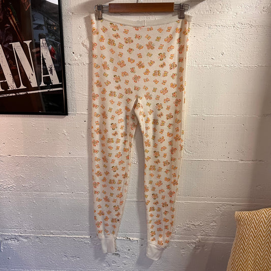 Vintage 70’s Kmart Butterfly Waffle Knit Thermal Long John’s - Size Large (40-42) - Made In USA - White/Multicolor