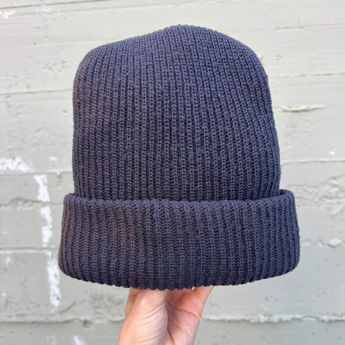Vintage Ribbed Knitted Cuffed Beanie - O/S - Dark Grey