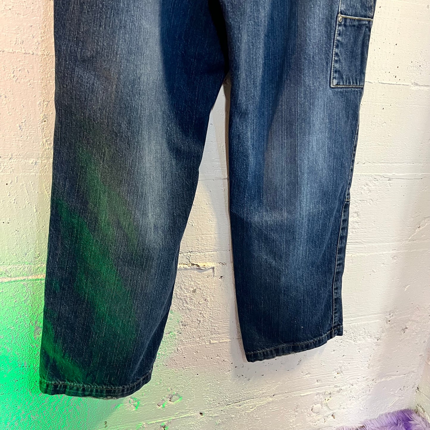 Vintage Enyce Brand Denim Double Knee Baggy Cargo Jeans - Size 40 - Dark Wash
