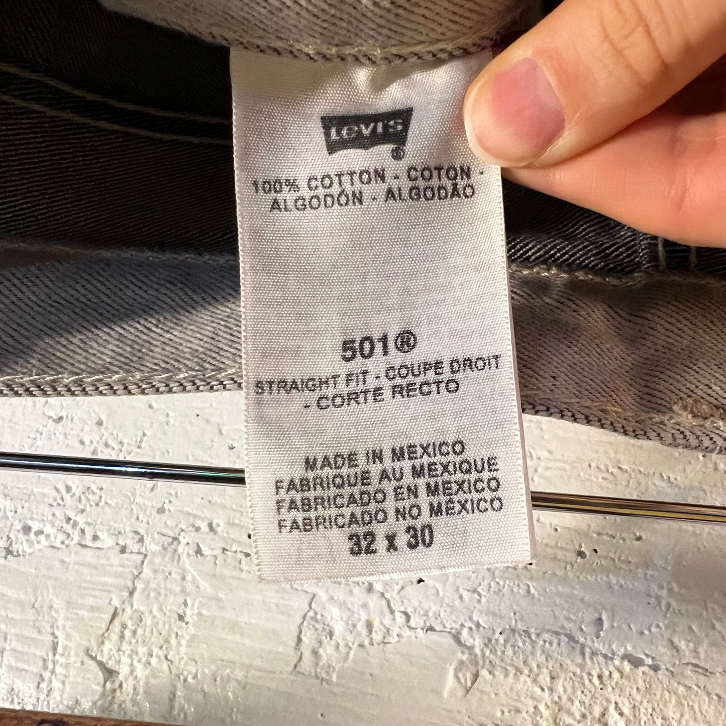 2011 Levi's 501 Button Fly Silver Denim Jeans - Size 32" x 30" - Silver/Gray