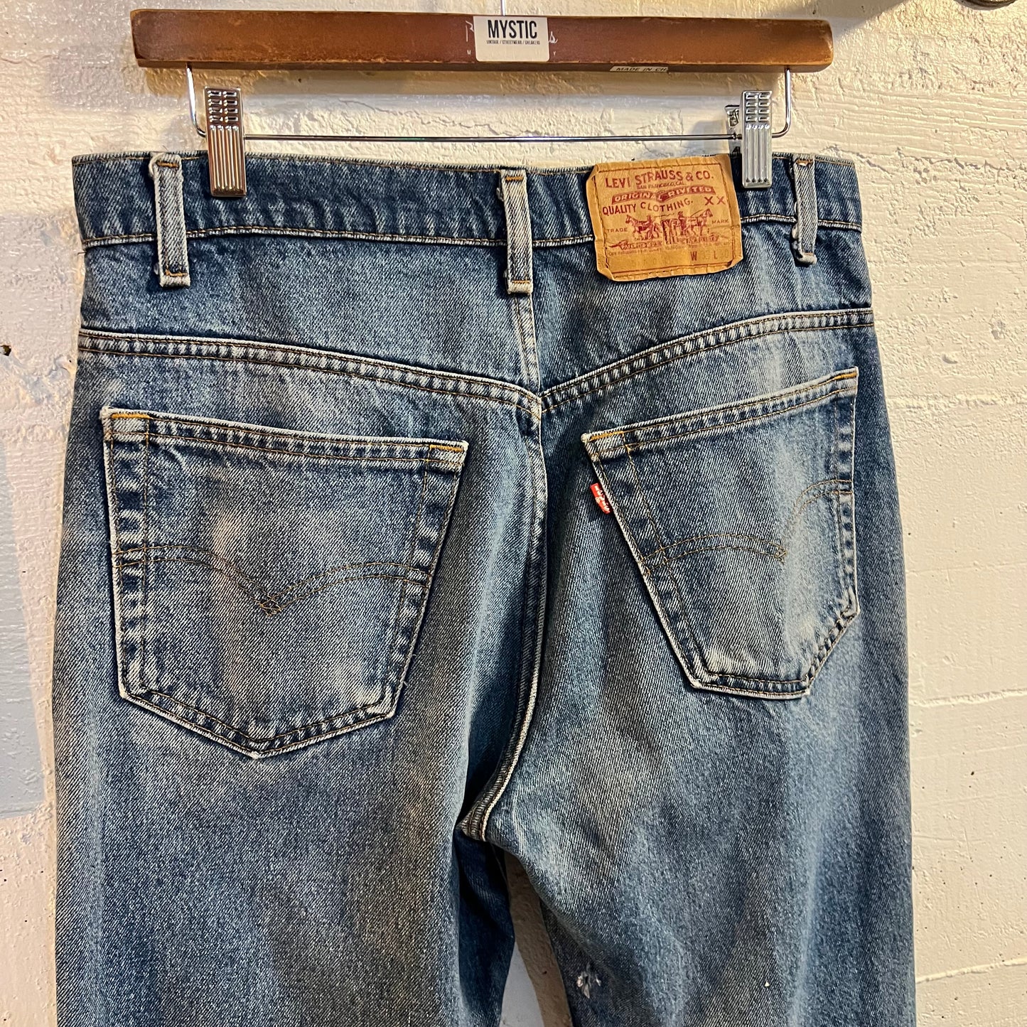 Vintage 1980's Levi's 517-0217 Distressed Bootcut Jeans - Size 32" x 30" - Made In USA - Stonewash Indigo