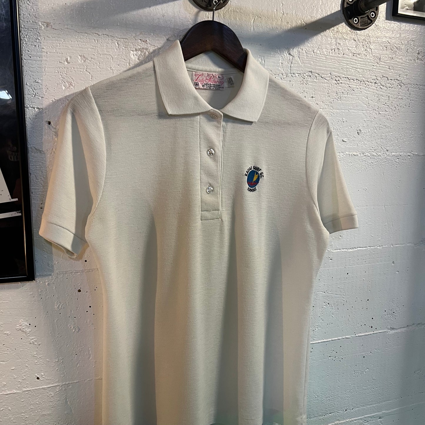 Vintage Lady Pickering Kauai Surf Golf Club Embroidered Polo Shirt - Size Large - Made In USA - White