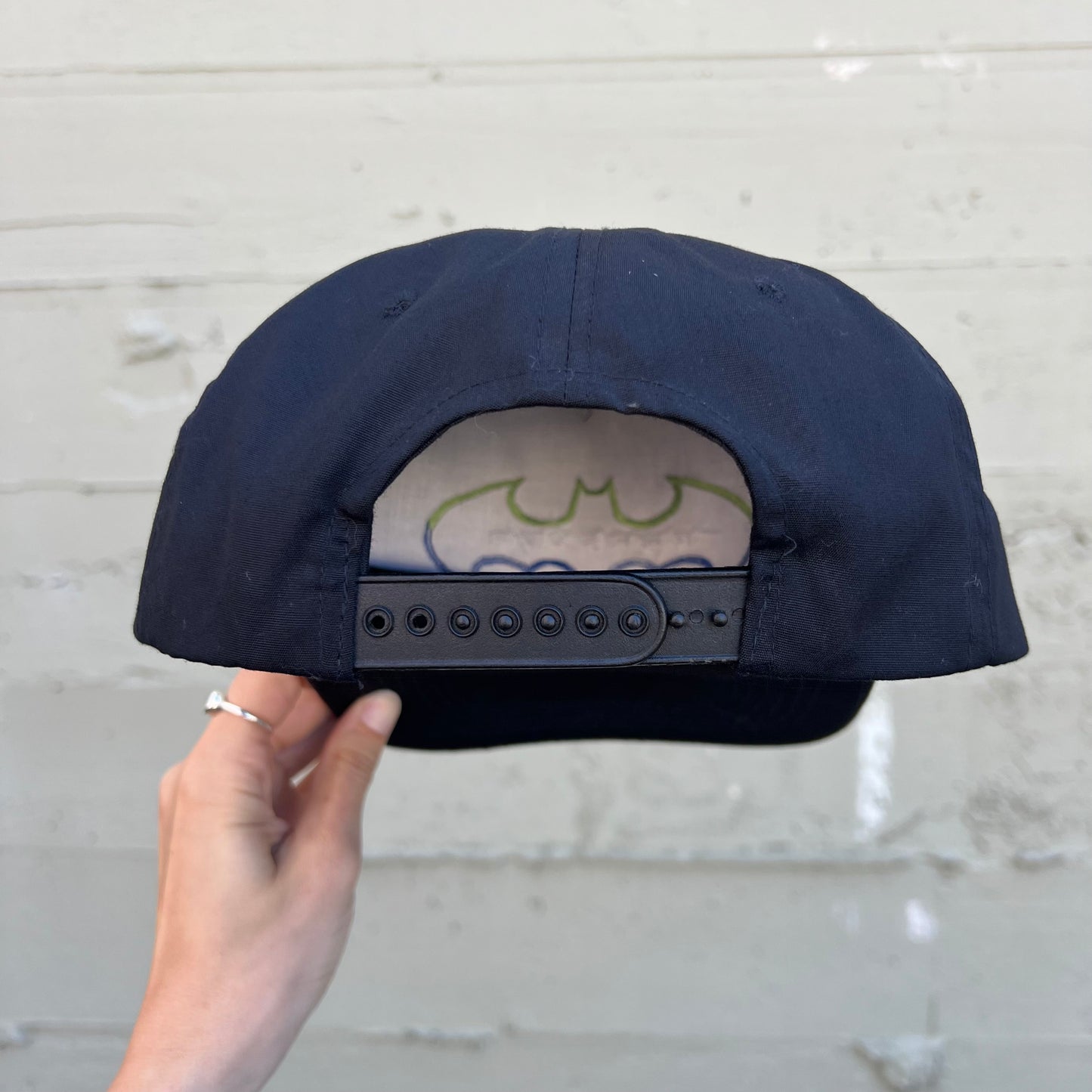 Vintage 90's Batman Forever Embroidered Bat Symbol Logo Snapback Hat - O/S - Black