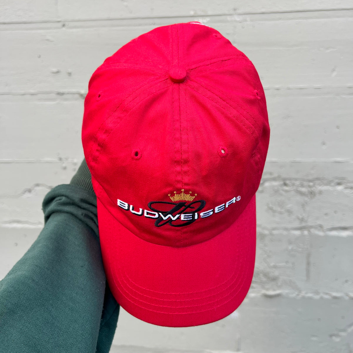 Vintage 2005 Budweiser Script 6-Panel Embroidered Dad Hat - O/S - Red/Black/White