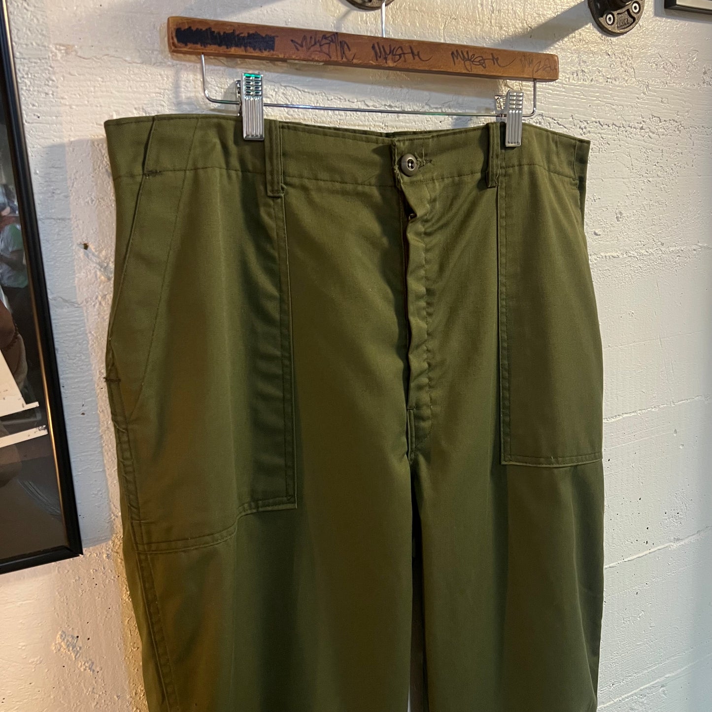 Vintage 1970's OG-507 Utility Trouser Pant Ideal Locking Zipper - Size 37" x 25.5" - Olive Drab
