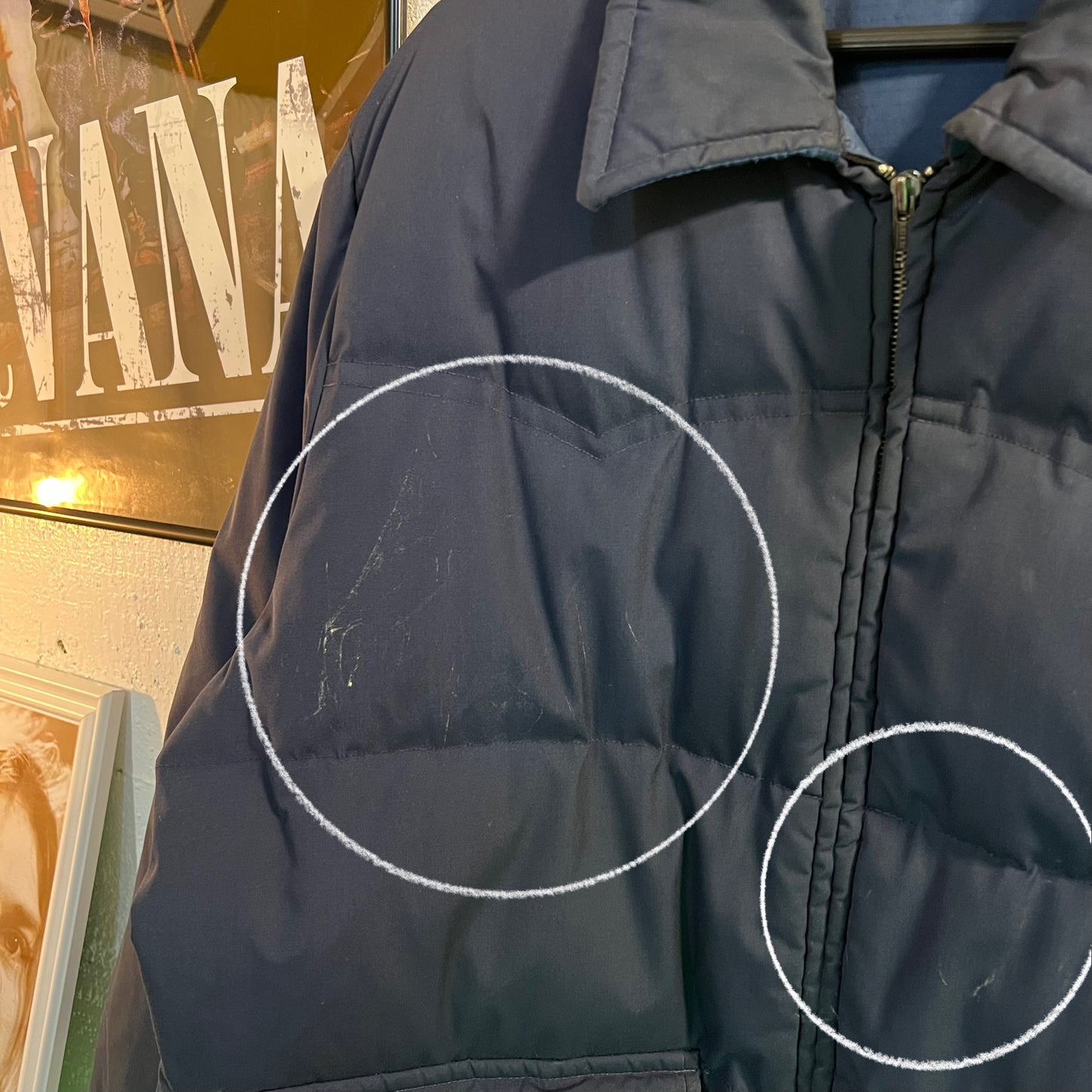 Vintage 1970's JCPenney Towncraft Goose Down Insulated Western Yoke Winter Jacket - Size L/XL - Navy