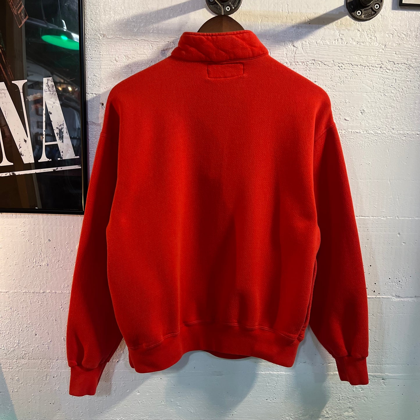Vintage Russell Athletic 1/4 Zip Pullover Crewneck Sweatshirt - Size Medium - Made In USA - Red