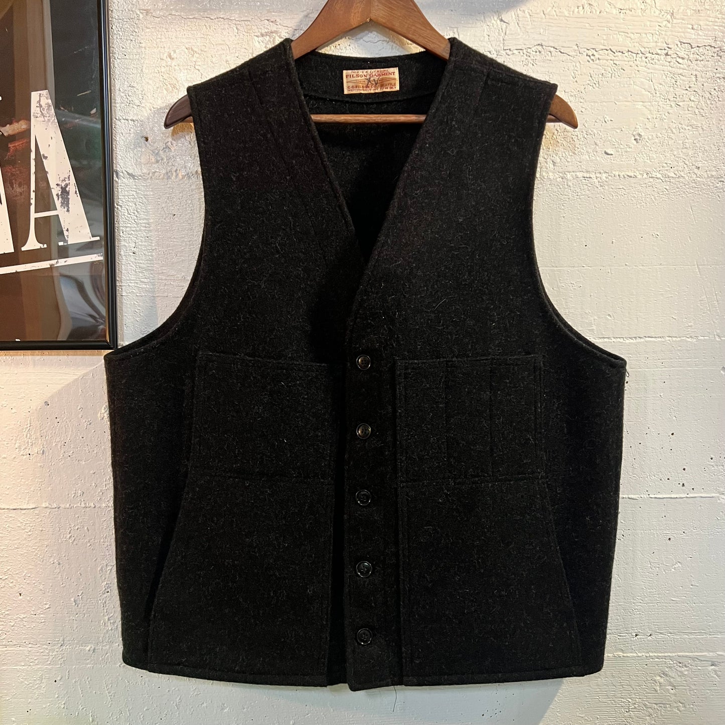 Vintage 1970's C.C. Filson Co. Wool Mackinaw Vest - Size Large - Made In USA - 100% Virgin Wool