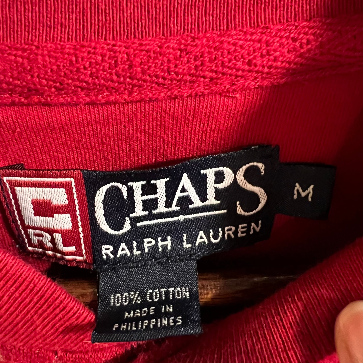 Vintage 90's Chaps Ralph Lauren Plaid Henley Collar Thermal Shirt - Size Medium - Red/Navy/White