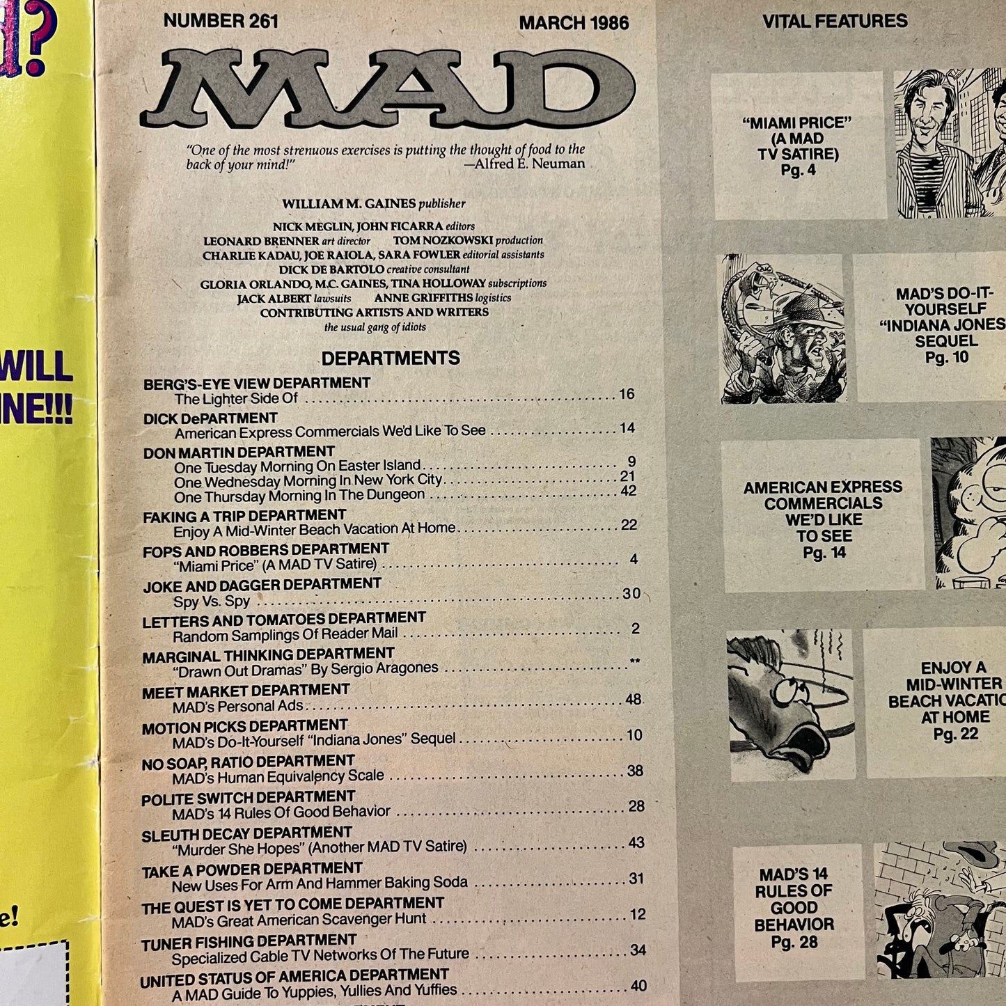 Vintage 1986 MAD Magazine 'No. 261 - Miami Vice & Murder She Wrote'